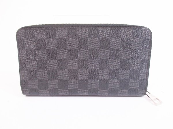 Photo2: LOUIS VUITTON Damier Graphite Leather Zippey Organizer Wallet #5753