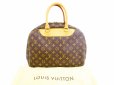 Photo1: LOUIS VUITTON Monogram Leather Brown Hand Bag Boring Vanity Deauville #5776 (1)