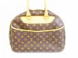 Photo2: LOUIS VUITTON Monogram Leather Brown Hand Bag Boring Vanity Deauville #5776 (2)