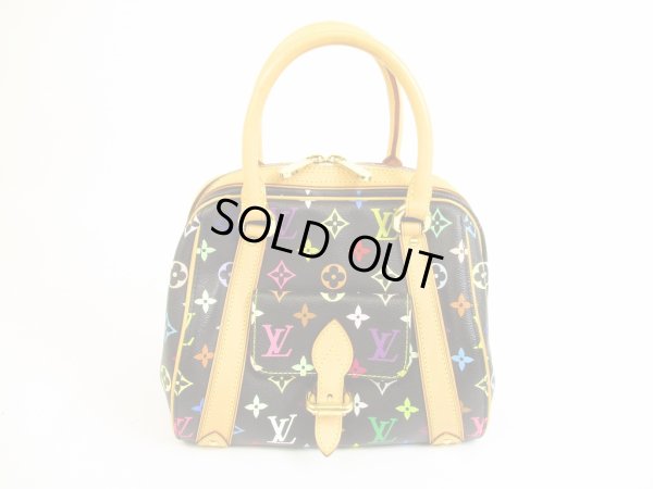 Photo1: LOUIS VUITTON Multi-color Leather Black Hand Bag Purse Priscilla #5901