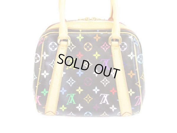 Photo2: LOUIS VUITTON Multi-color Leather Black Hand Bag Purse Priscilla #5901