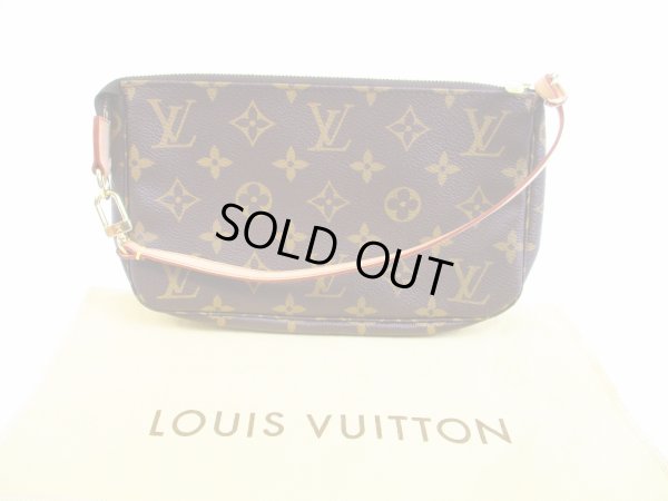 Photo1: LOUIS VUITTON Monogram Leather Brown Accessories Pouch Pochette #5916