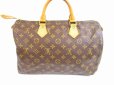 Photo2: LOUIS VUITTON Monogram Leather Brown Hand Bag Purse Speedy35 #5917 (2)