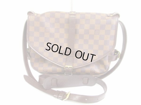 Photo1: LOUIS VUITTON Damier Leather Brown Cross-body Bag Saumur MM 30 SPO #5931