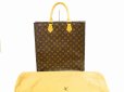 Photo1: LOUIS VUITTON Monogram Leather Brown Hand Bag Tote Bag Sac Plat #5932 (1)