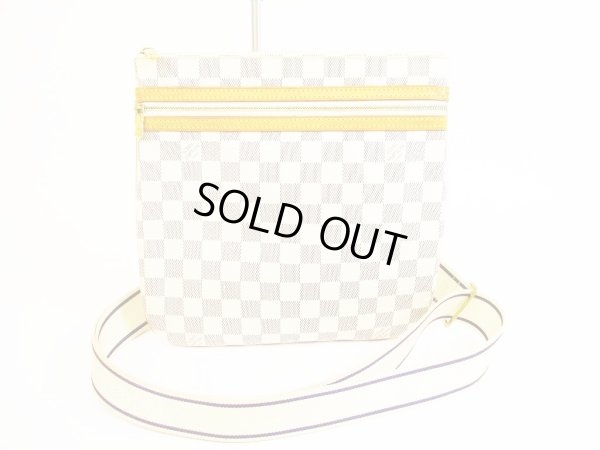 Photo1: LOUIS VUITTON Azur Leather White Cross-body Bag Pohette Bosphore #5938