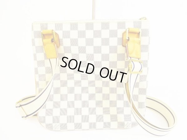 Photo2: LOUIS VUITTON Azur Leather White Cross-body Bag Pohette Bosphore #5938