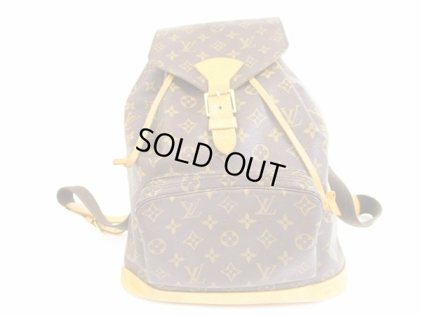 Photo1: LOUIS VUITTON Monogram Leather Brown Backpack Bag Montsouris GM #5944