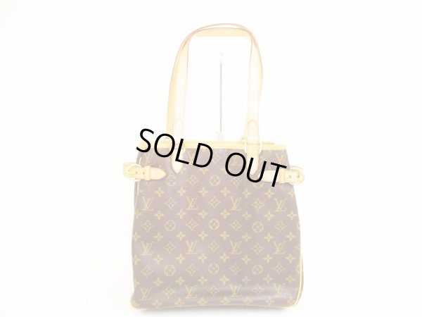 Photo1: LOUIS VUITTON Monogram Leather Brown Tote Bag Batignolles Vertical #5965