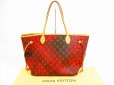 Photo1: LOUIS VUITTON Limited Kusama Leather Red Tote Bag Purse Neverfull MM #5968 (1)