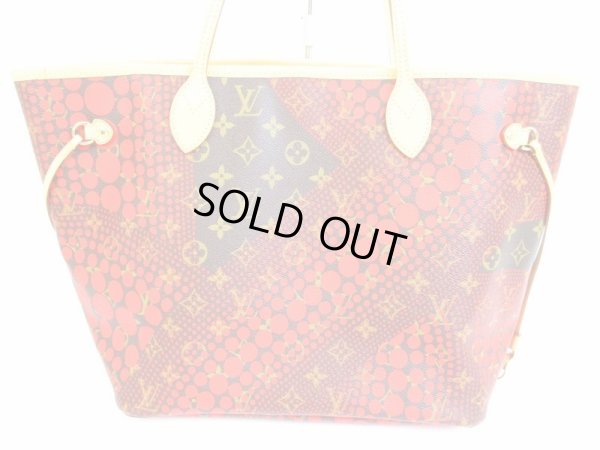 Photo2: LOUIS VUITTON Limited Kusama Leather Red Tote Bag Purse Neverfull MM #5968