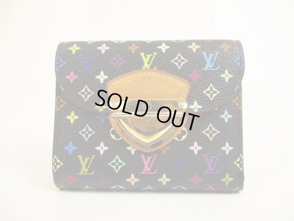 Photo1: LOUIS VUITTON Multicolor Black Leather Tri-fold Wallet Purse Joy #5973