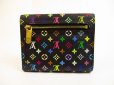 Photo2: LOUIS VUITTON Multicolor Black Leather Tri-fold Wallet Purse Joy #5973 (2)