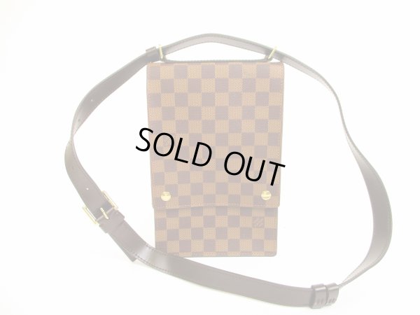 Photo1: LOUIS VUITTON Damier Leather Brown Cross-body Bag Purse Portobello #5978