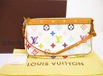 Photo1: LOUIS VUITTON Multi-color Leather White Accessories Pouch Pochette #5999 (1)