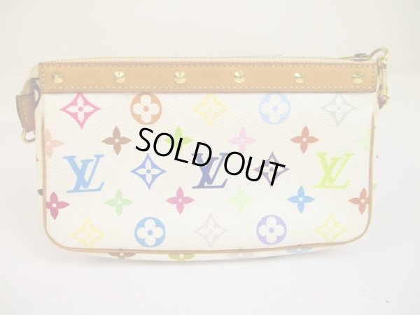 Photo2: LOUIS VUITTON Multi-color Leather White Accessories Pouch Pochette #5999