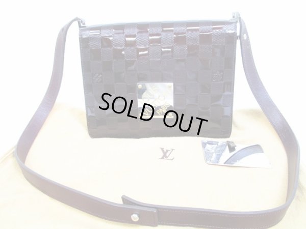 Photo1: LOUIS VUITTON Damier Verinis Patent Leather Brown Cross-body Bag Cabaret #6009