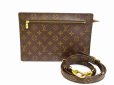 Photo1: LOUIS VUITTON Monogram Leather Brown Clutch Bag Cross-body Bag w/Strap #6015 (1)