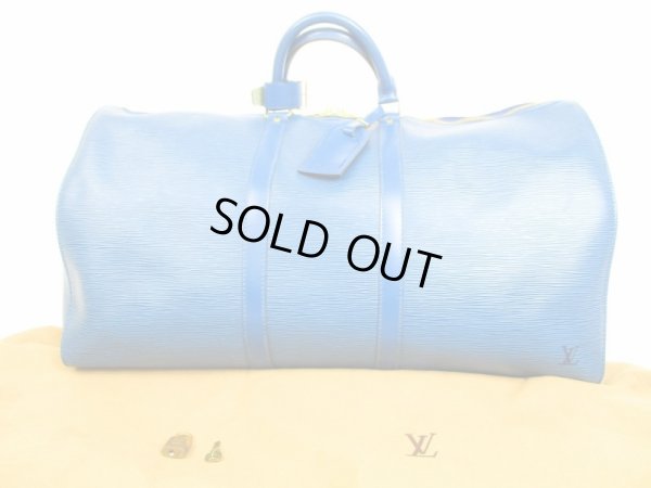 Photo1: LOUIS VUITTON Epi Leather Blue Duffle&Gym Bag Boston Bag Keepall 55 #6028