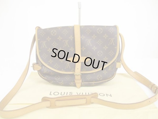 Photo1: LOUIS VUITTON Monogram Leather Brown Cross-body Bag Saumur MM 30 #6038