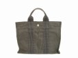 Photo1: HERMES Canvas Her Line Grays Hand Bag Tote Bag PM #6043 (1)