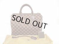 LOUIS VUITTON Damier Leather Sequins Brown Hand Bag Purse Speedy30 #6048