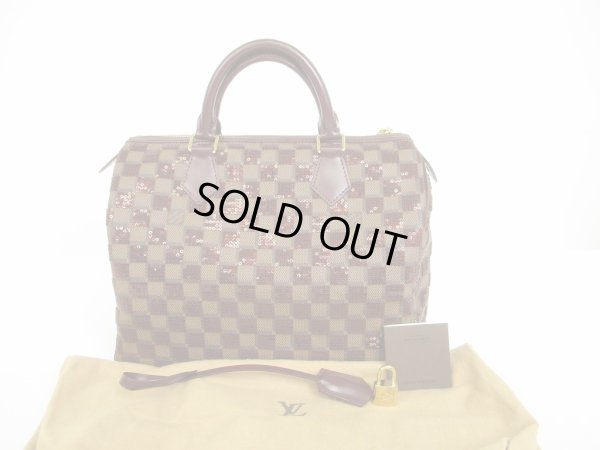 Photo1: LOUIS VUITTON Damier Leather Sequins Brown Hand Bag Purse Speedy30 #6048