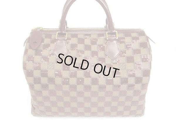 Photo2: LOUIS VUITTON Damier Leather Sequins Brown Hand Bag Purse Speedy30 #6048