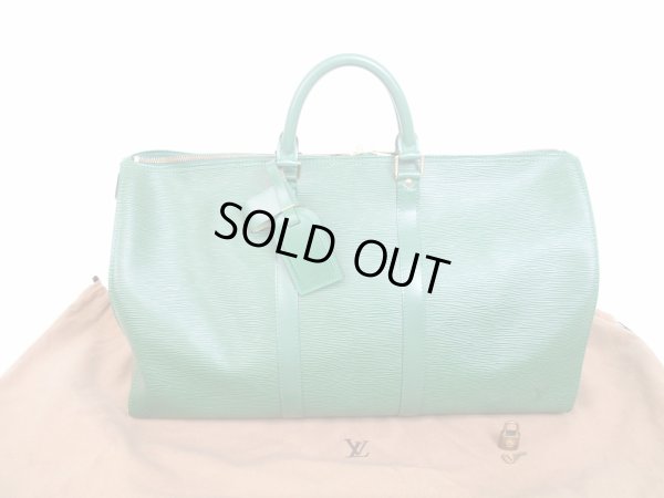 Photo1: LOUIS VUITTON Epi Leather Green Duffle&Gym Bag Hand Bag Keepall 50 #6062