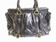 Photo2: miumiu Carf Leather Black Hand Bag 2way Bag With Strap #3723 (2)