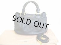 miumiu Black Calf Leather Hand Bag 2way Bag With Strap #3734