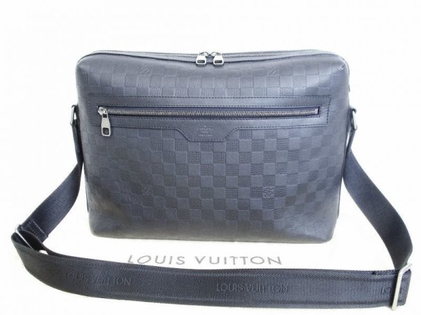 Photo1: LOUIS VUITTON Damier Infini Leather Black Messenger Bag Calypso GM #3872