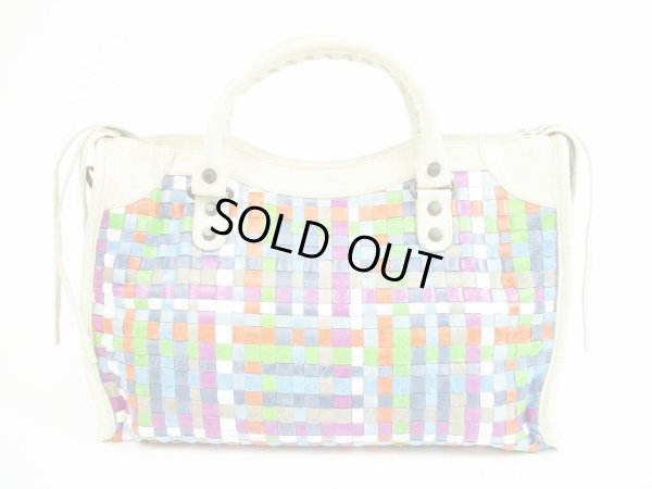 Photo2: BALENCIAGA Leather Multicolor Hand Bag w/Strap The City #5381