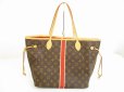 Photo2: LOUIS VUITTON Mon Monogram Leather Brown&Red Tote&Shoppers Bag Neverfull MM #6115 (2)