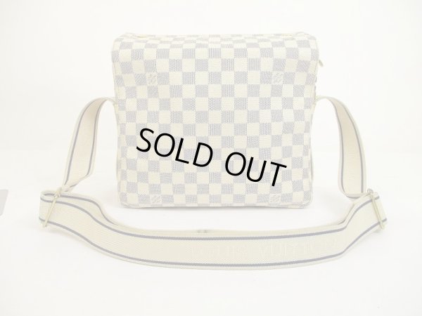 Photo1: LOUIS VUITTON Damier Azur Leather White Crossbody Bag Purse Naviglio #6118