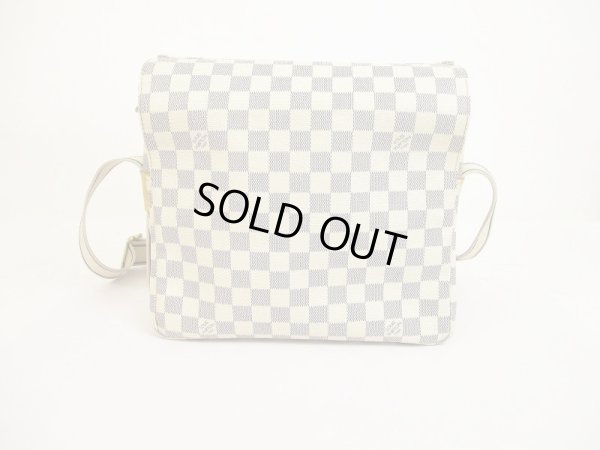 Photo2: LOUIS VUITTON Damier Azur Leather White Crossbody Bag Purse Naviglio #6118