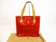 Photo1: LOUIS VUITTON Vernis Patent Leather Red Tote&Shoppers Bag Houston #6127 (1)
