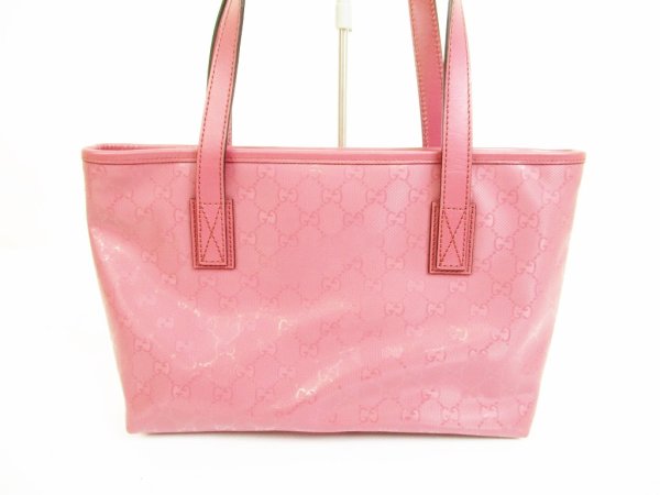 Photo2: GUCCI Imprimee Pink PVC Tote&Shoppers Bag Purse Small Size #6131