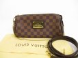 Photo1: LOUIS VUITTON Damier Leather Brown Evening Bag Crossbody Bag Eva w/Strap #6136 (1)