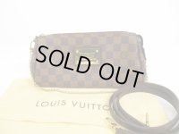 LOUIS VUITTON Damier Leather Brown Evening Bag Crossbody Bag Eva w/Strap #6136