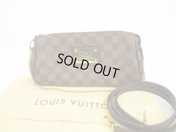 Photo1: LOUIS VUITTON Damier Leather Brown Evening Bag Crossbody Bag Eva w/Strap #6136