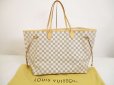 Photo1: LOUIS VUITTON Damier Azur Leather Brown Tote&Shoppers Neverfull GM #6141 (1)