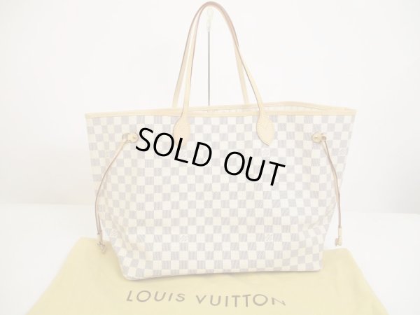 Photo1: LOUIS VUITTON Damier Azur Leather Brown Tote&Shoppers Neverfull GM #6141