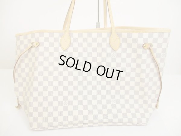 Photo2: LOUIS VUITTON Damier Azur Leather Brown Tote&Shoppers Neverfull GM #6141