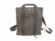 Photo1: HERMES Canvas Her Line Grays Backpack Bag MM w/Lock and Key #6149 (1)