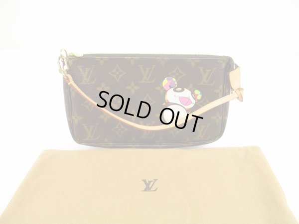 Photo1: LOUIS VUITTON Monogram Leather Brown Murakami Panda Accessories Pouch #6152