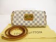 Photo1: LOUIS VUITTON Azur Leather White Evening Bag Pochette Eva W/Strap #6169 (1)