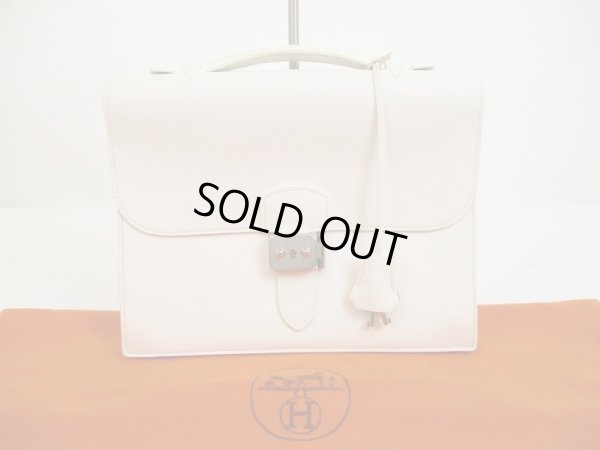 Photo1: HERMES Veau Epson Leather White Briefcase Business Bag Sac A Depeche 27 #6173