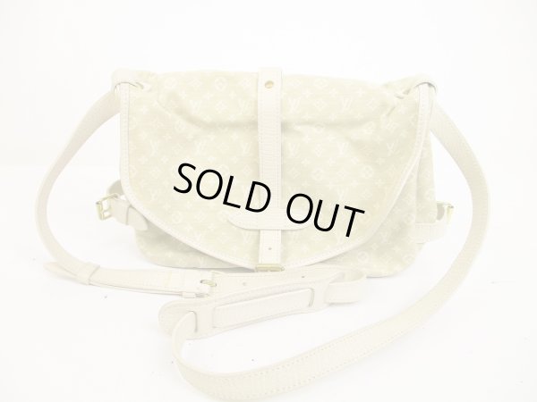 Photo1: LOUIS VUITTON Mini Lin Canvas White Crossbody Bag SaumurMM 30 #6191