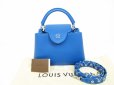 Photo1: LOUIS VUITTON Taurillon Leather Blue Hand Bag w/Strap Cupcines BB #6240 (1)